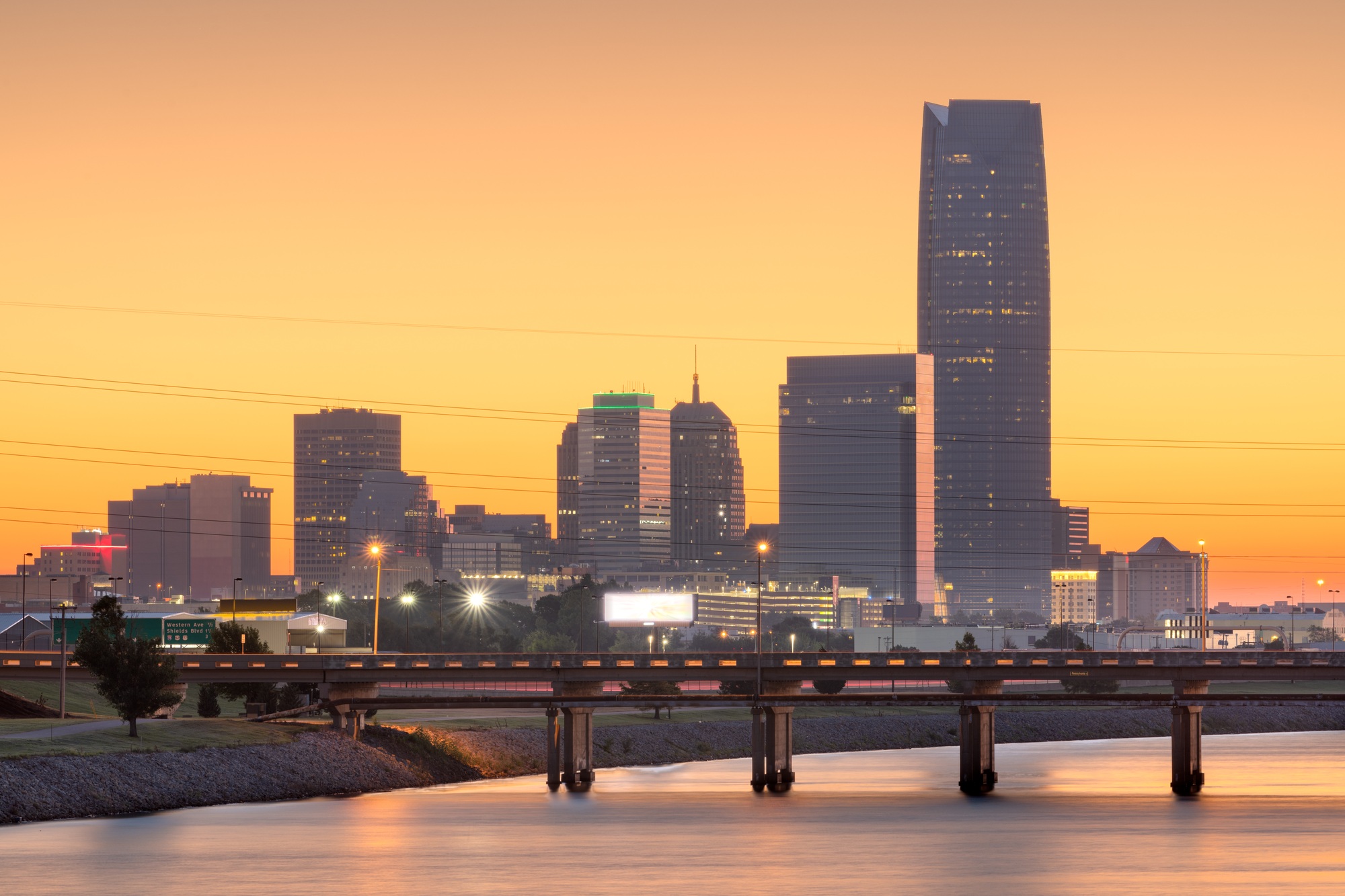 Oklahoma City, Oklahoma, USA River and Skyline